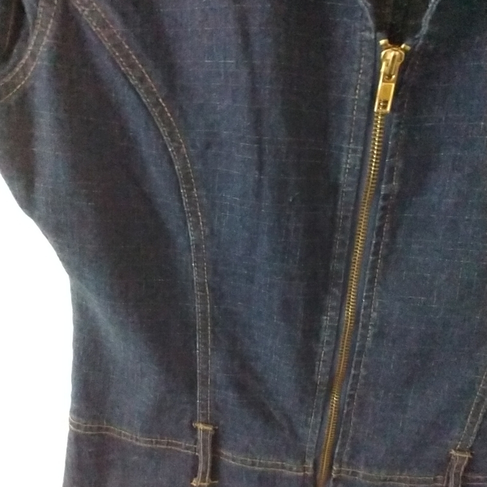 Lips Women's Denim Jean Long Zip Up Jumpsuit Dark Blue Size Medium - Picture 5 of 12